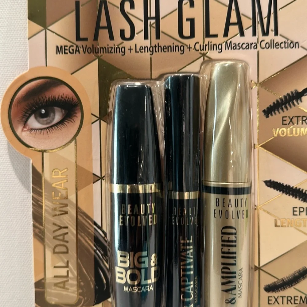 NWT Beauty Evolved 3 Piece Lash Glam Mascaras w/volume, lengthening, cur…